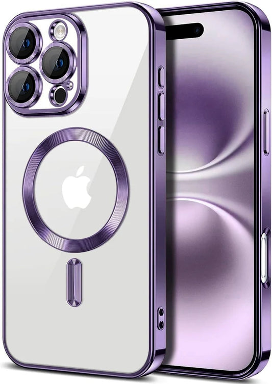 Handyhülle für iPhone 16 Pro – Transparent Lila Magnetisch