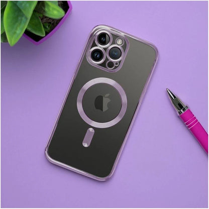 Handyhülle für iPhone 16 Pro – Transparent Lila Magnetisch