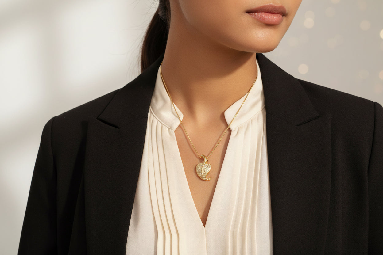 Elegante Damen Halskette mit Kristallen - Gold